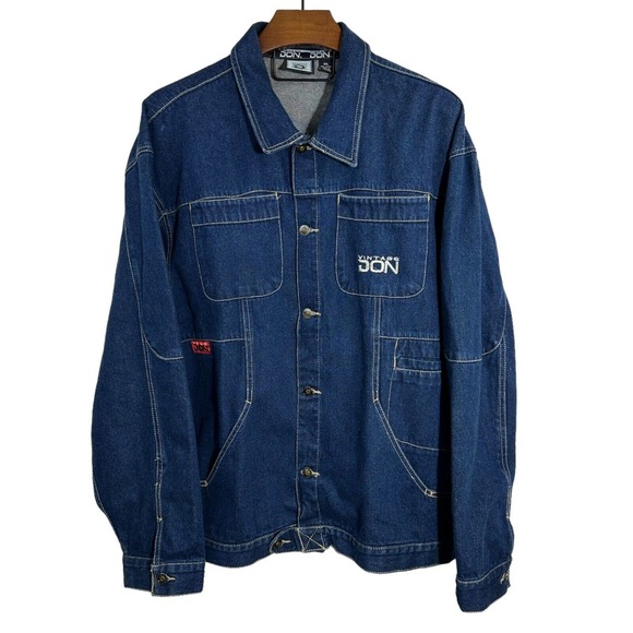 Vintage Don Dark Wash Heavy Denim Chore Jacket Pockets Size 2XL‎ *SEE NOTES*